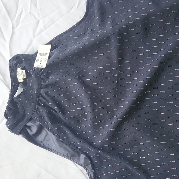 J Crew Navy Sleeveless Blouse with Embroidered Details - Picture 2 of 5